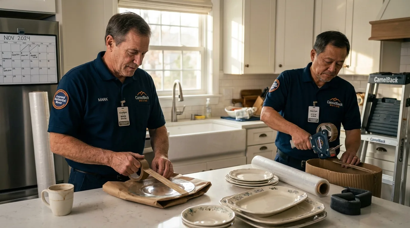 Professional crew packing kitchen dishware in Carthage, MO
